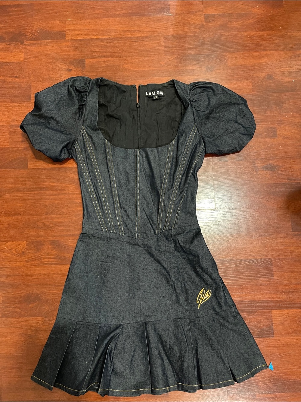 I.AM.GIA Dark Indigo Denim Puff-Sleeve Mini Dress